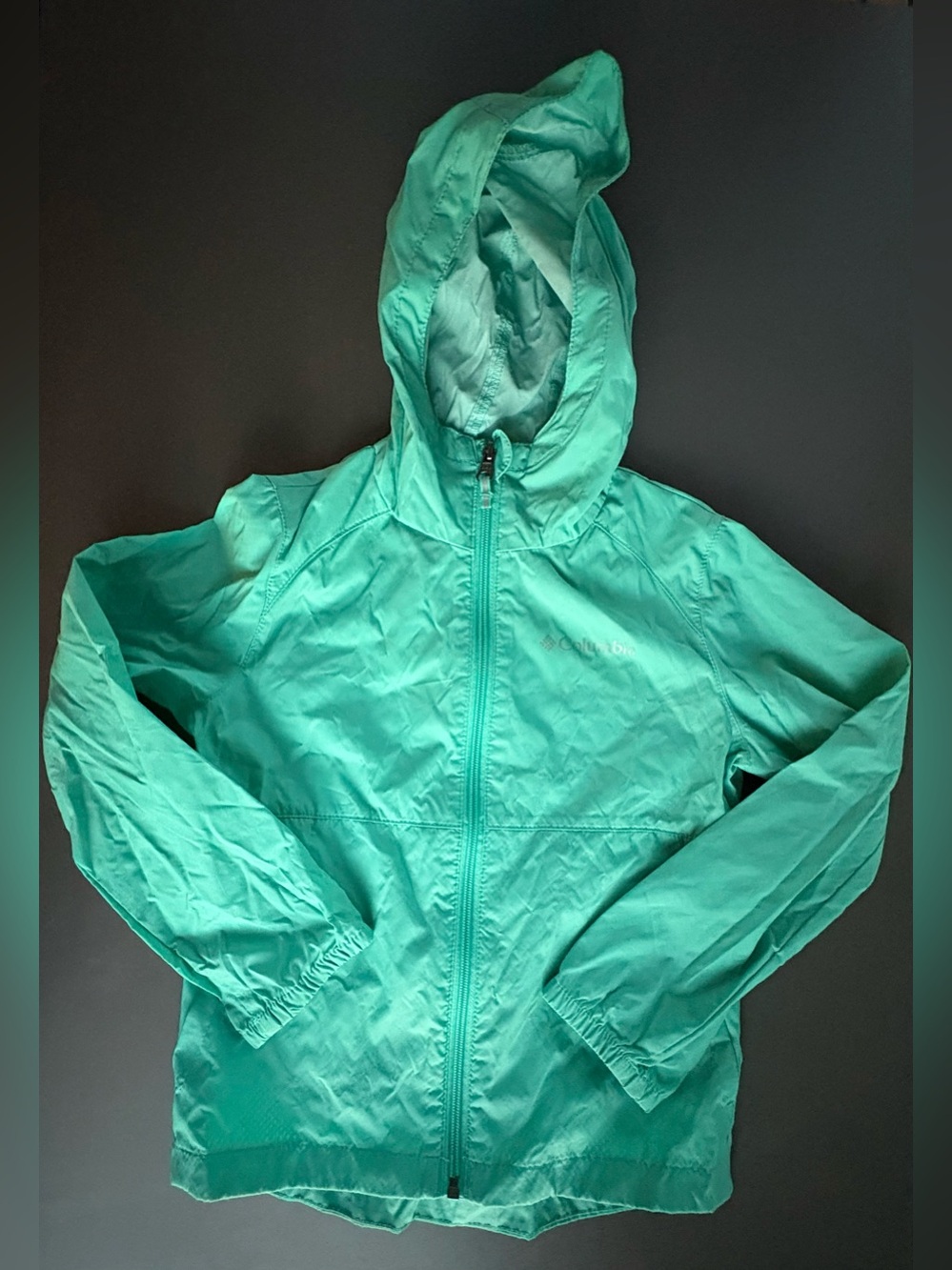 Columbia Kids Hooded Rain Jacket in Teal Green
